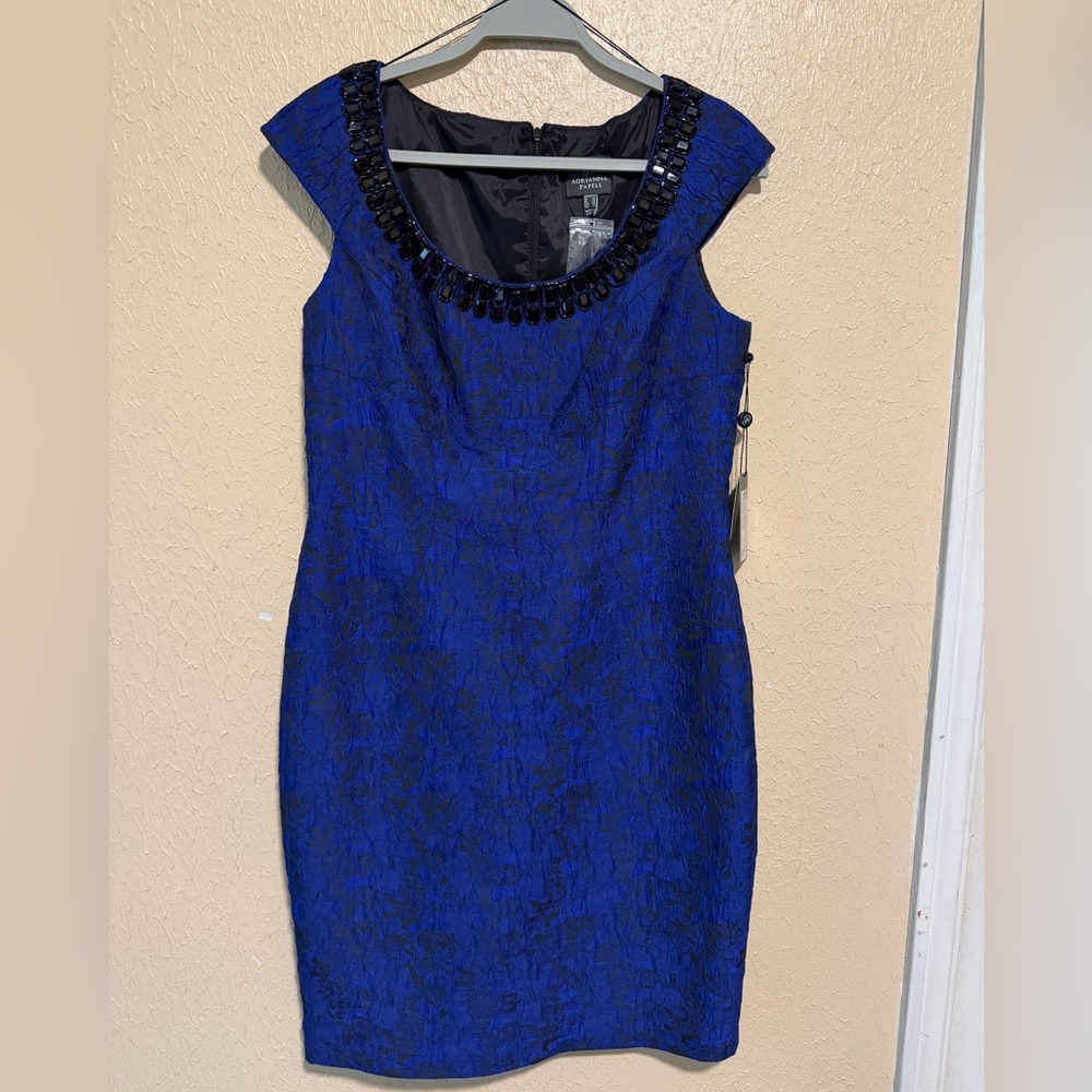 Adrianna Papell Blue and Black Dress